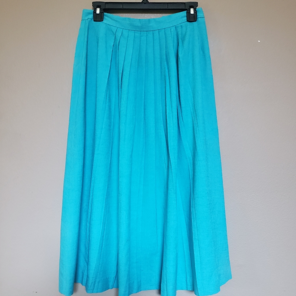 Vintage Laura Henson Linen Blend Pleated Skirt